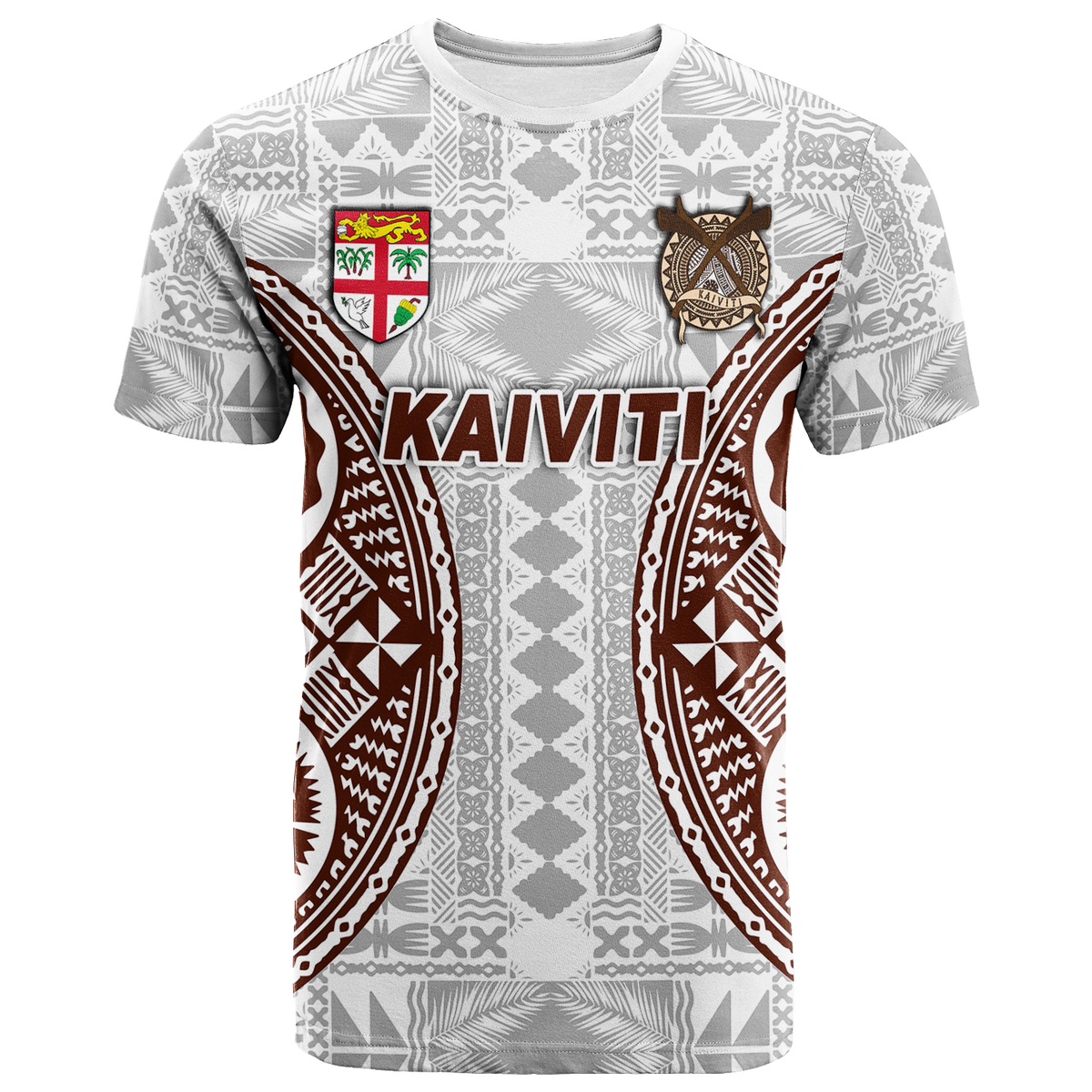 Custom Fiji Kaiviti Tapa Pattern T Shirt LT12 Unisex White - Polynesian Pride