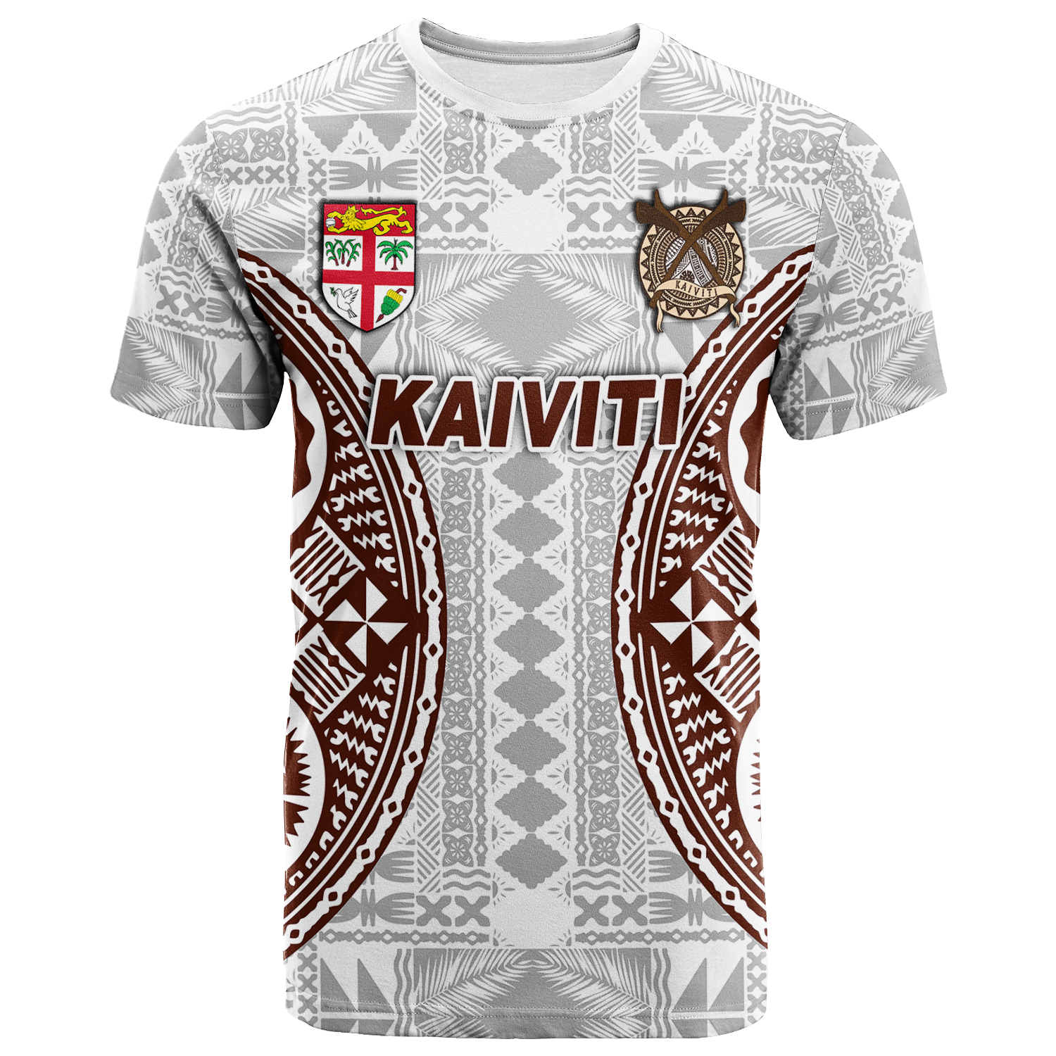 Custom Fiji Kaiviti Tapa Pattern T Shirt LT12 Unisex White - Polynesian Pride