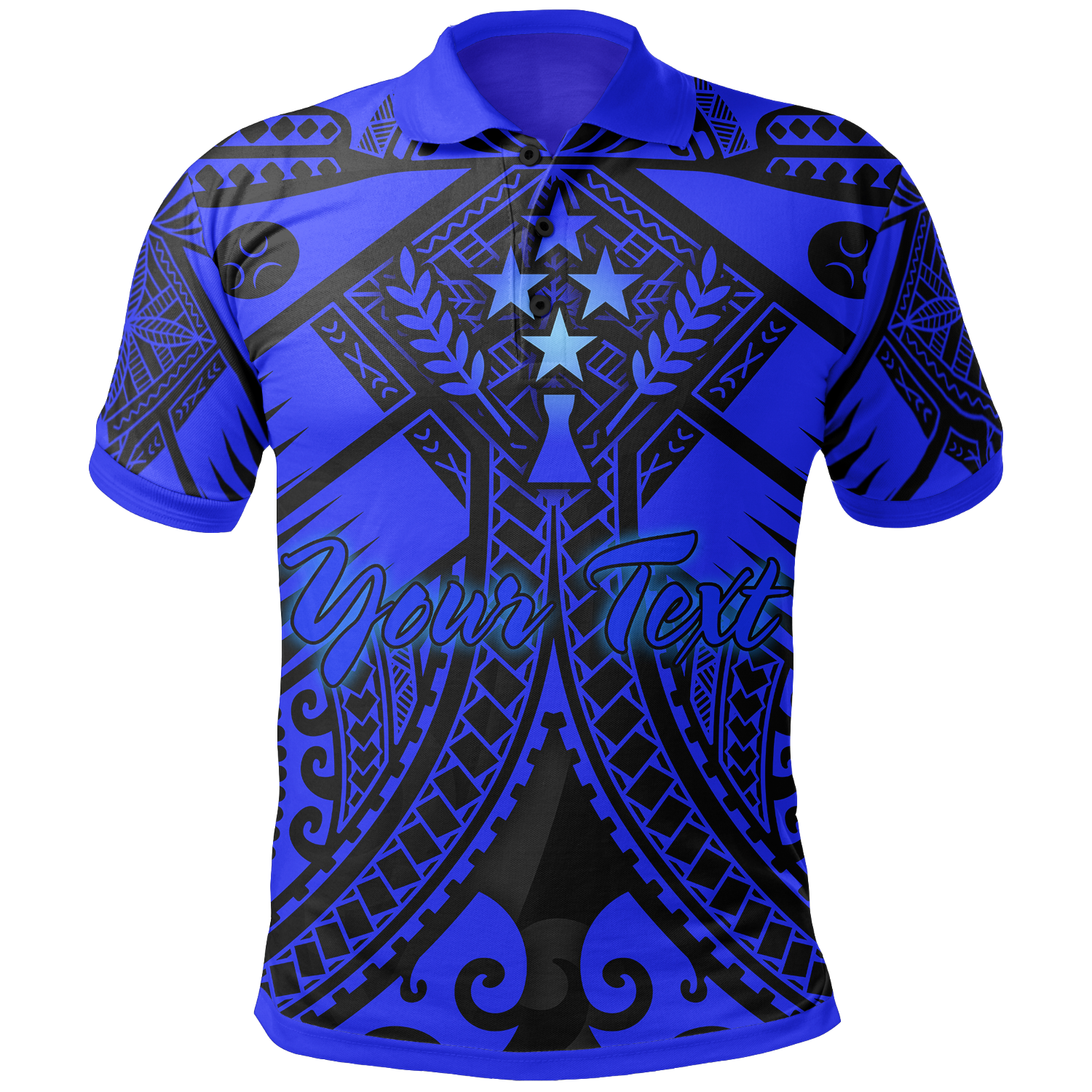 Kosrae Custom Polo Shirt Blue Seal with Polynesian Tattoo Unisex Blue - Polynesian Pride