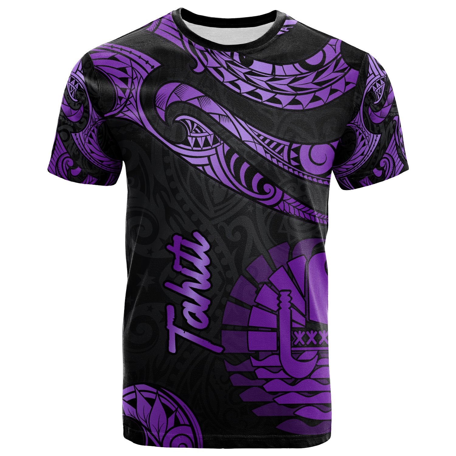 Tahiti Polynesian T Shirt Polynesian Tattoo Purple Version Unisex Purple - Polynesian Pride