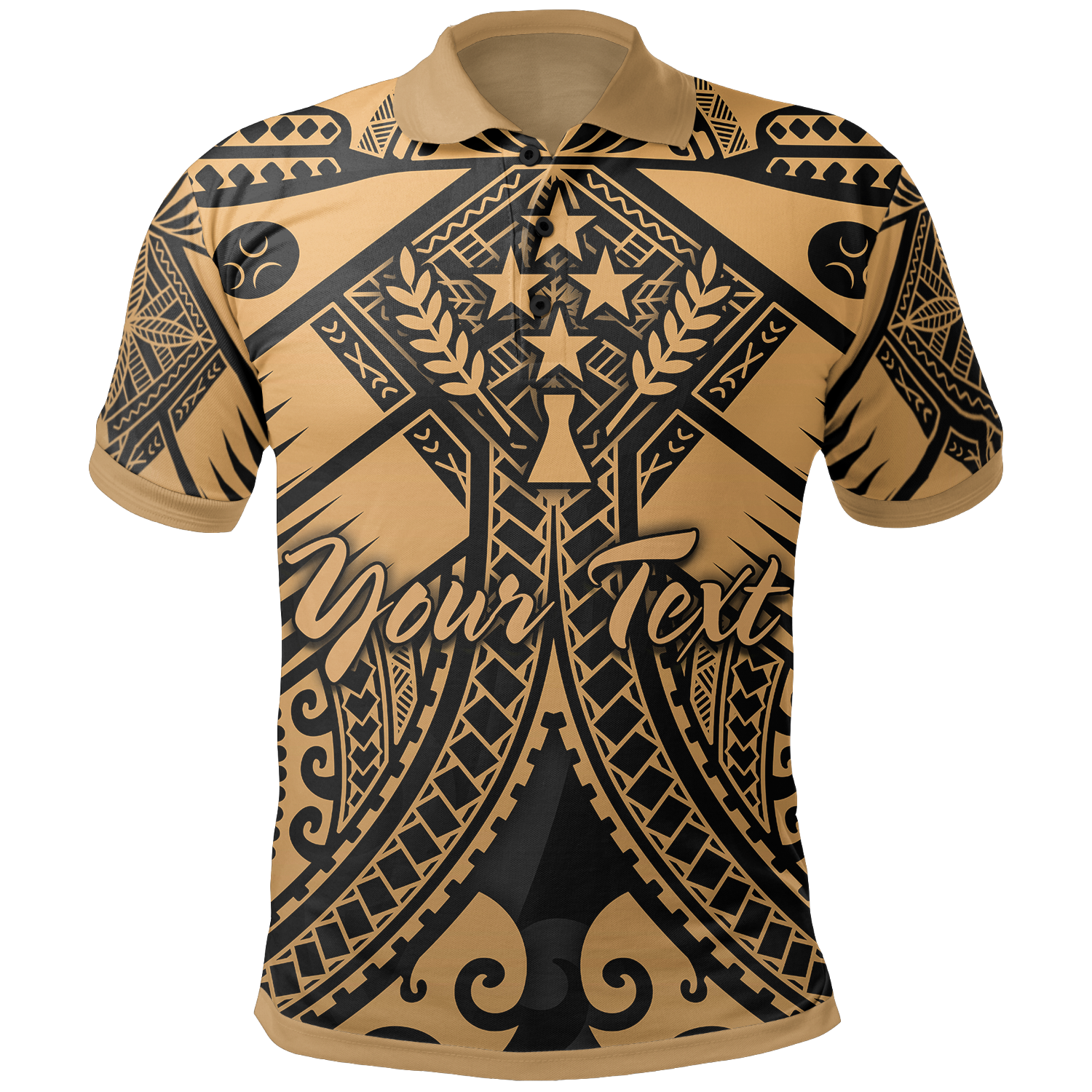 Kosrae Custom Polo Shirt Gold Seal with Polynesian Tattoo Unisex Gold - Polynesian Pride