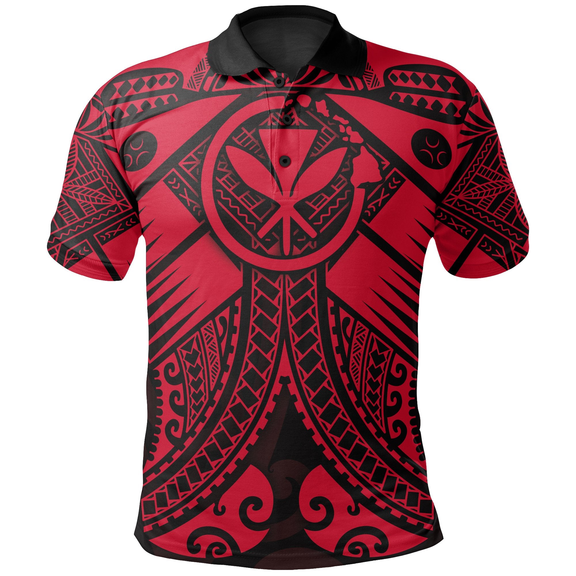 Hawaii Polynesian Polo Shirt Red Kanaka Maoli Map Unisex Red - Polynesian Pride