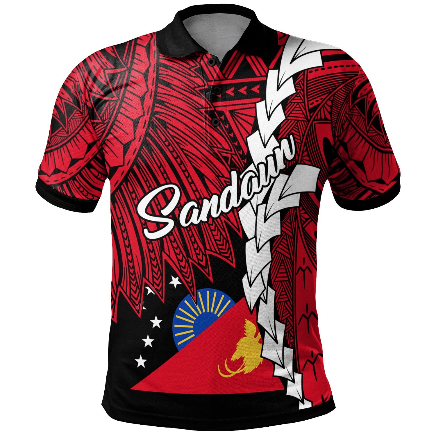 Papua New Guinea Sandaun Province Polynesian Polo Shirt Tribal Wave Tattoo Unisex Red - Polynesian Pride