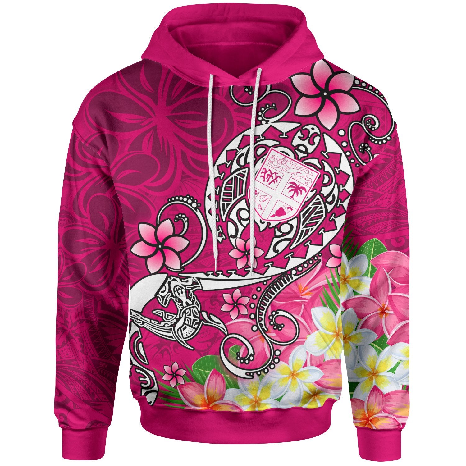 Fiji Hoodie Turtle Plumeria (Pink) Unisex Pink - Polynesian Pride