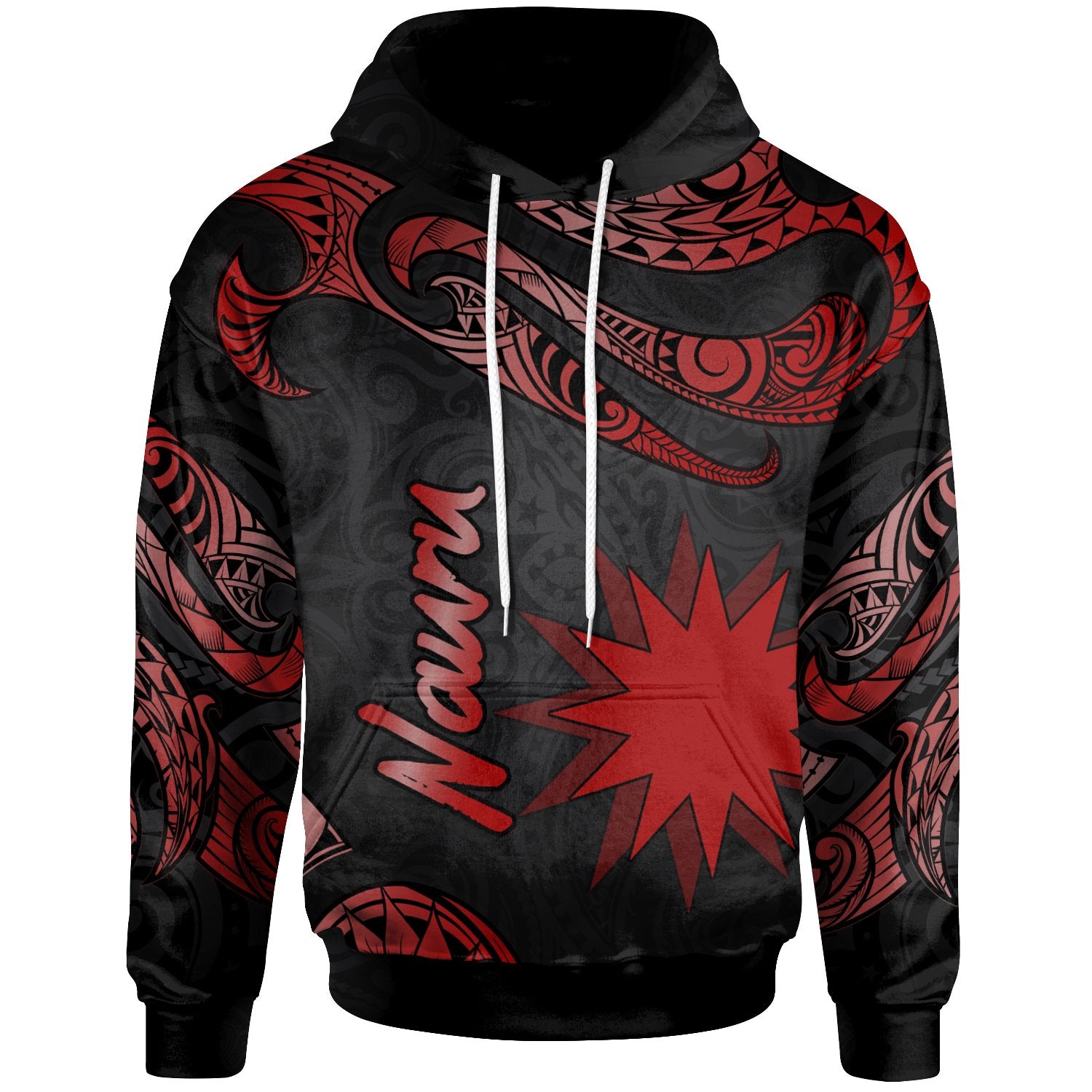 Nauru Hoodie Polynesian Tattoo Red Version Unisex Red - Polynesian Pride