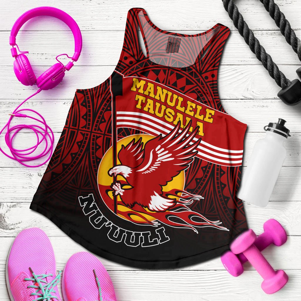 American Samoa Women's Racerback Tank - Manulele Tausala Nuuuli (Ver 2) Red - Polynesian Pride