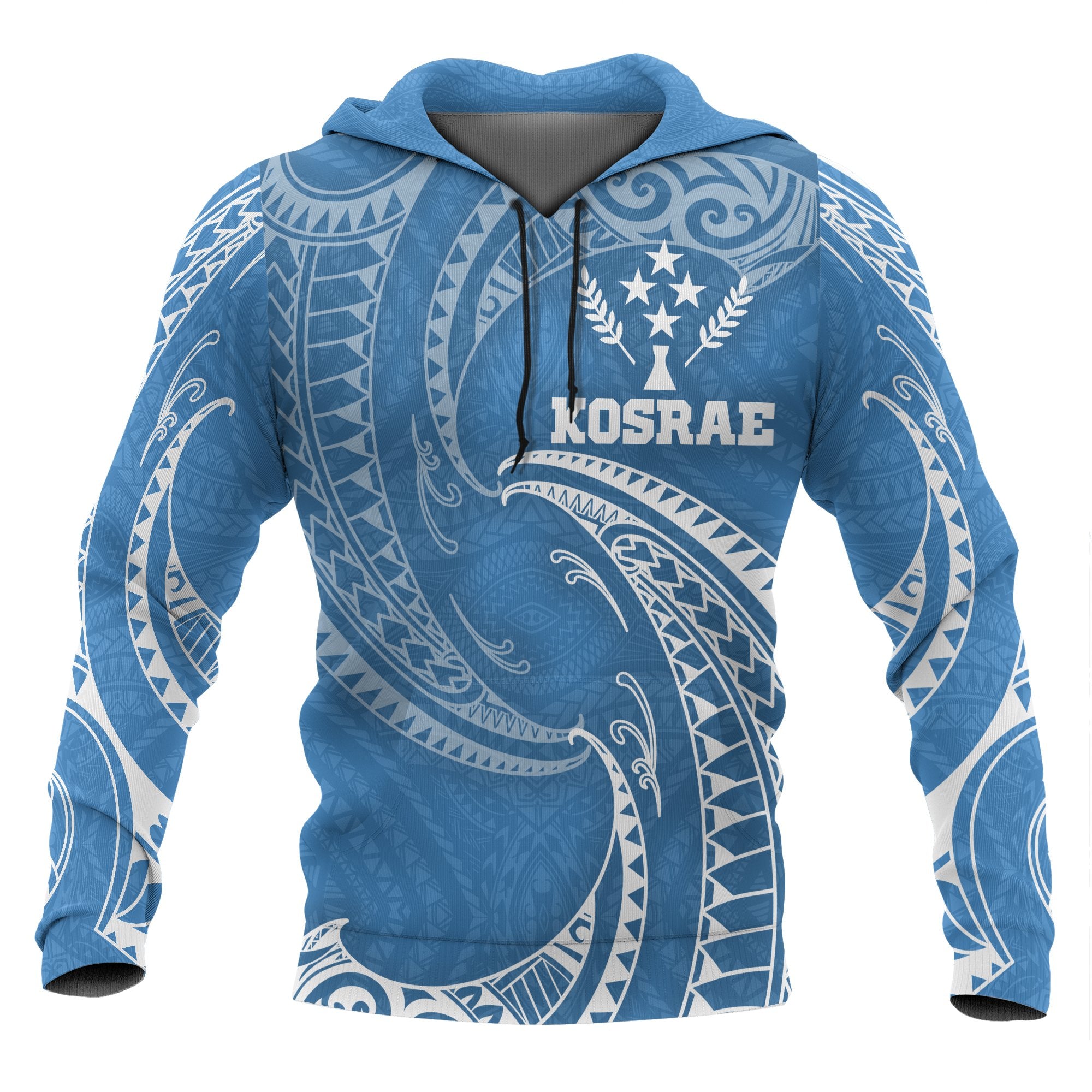 Kosrae Micronesia Hoodie Blue Tribal Wave Unisex Blue - Polynesian Pride