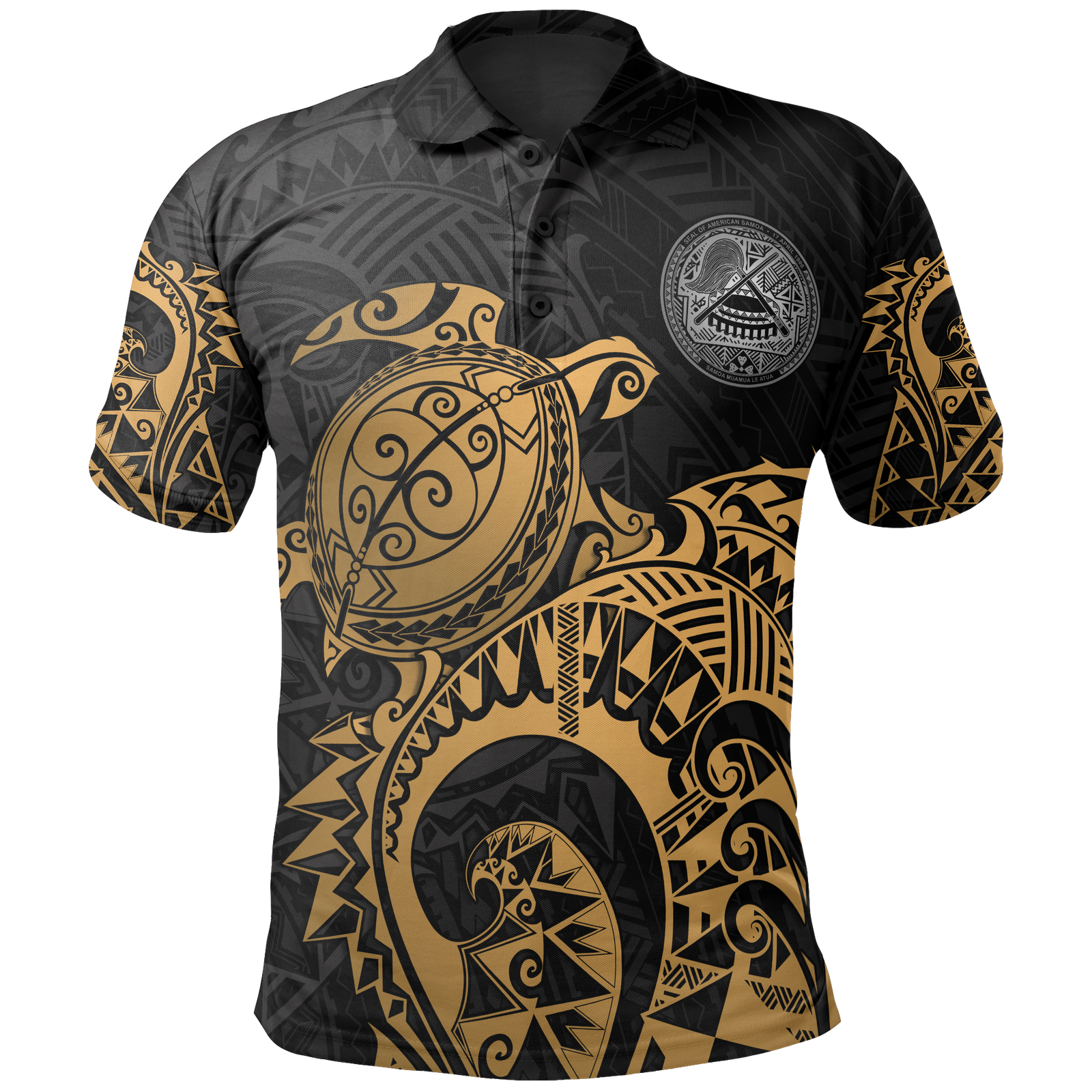 American Samoa Polo Shirt Amerika Samoa Seal Golden Turtle Tattoo Unisex Golden - Polynesian Pride