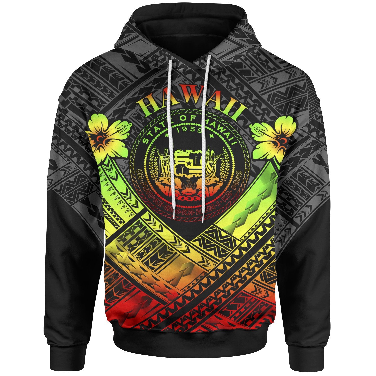 Hawaii Hoodie Reggae Seal Polynesian Patterns Unisex Reggae - Polynesian Pride