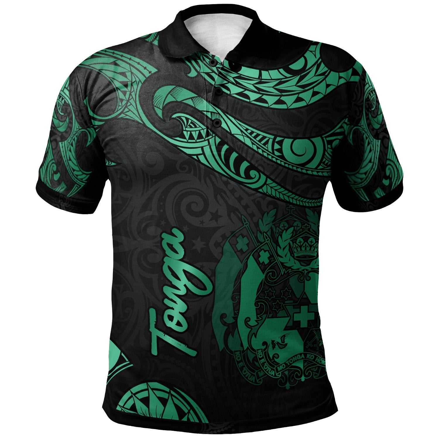 Tonga Polo Shirt Polynesian Tattoo Green Version Unisex Green - Polynesian Pride