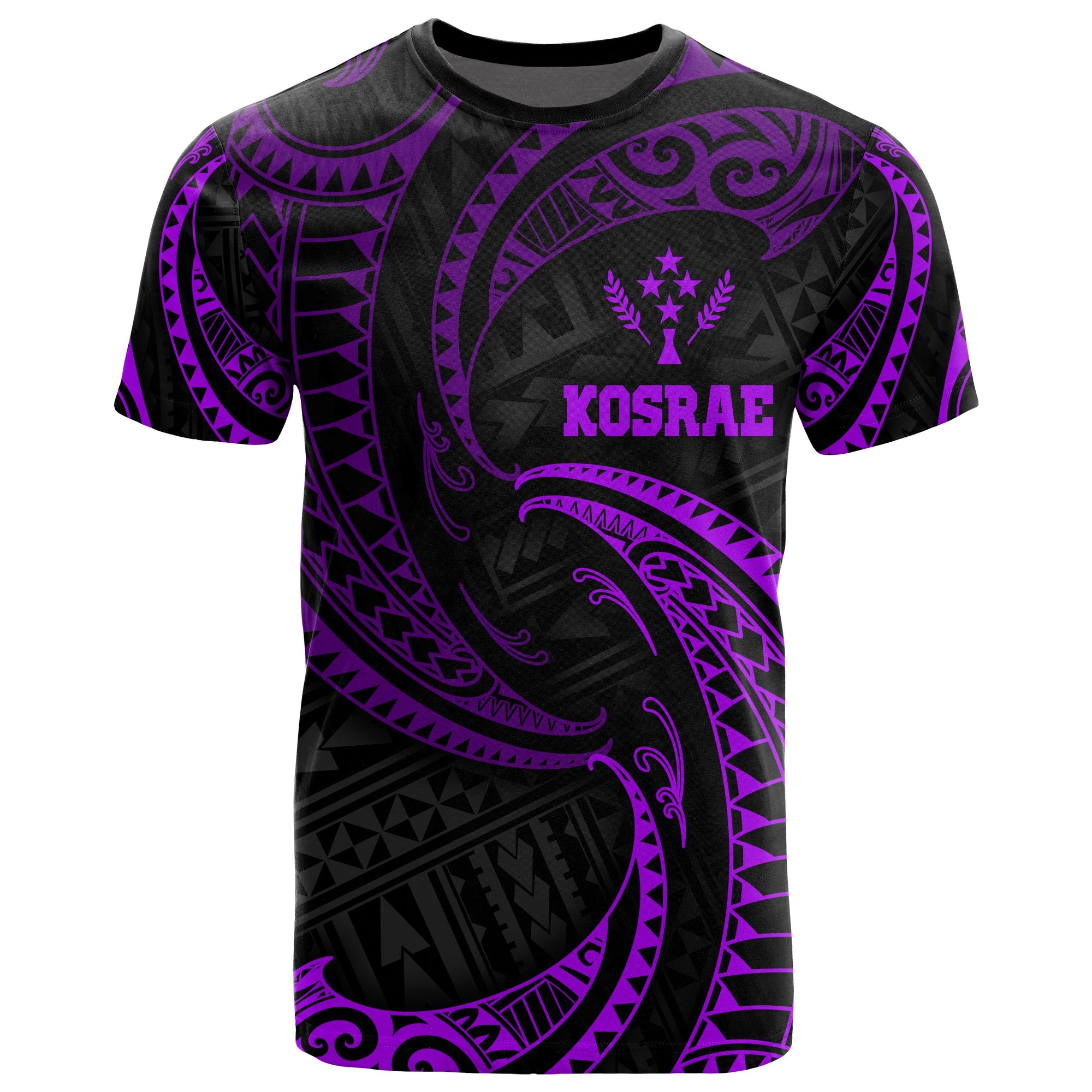 Kosrae Micronesia All Over T Shirt Purple Tribal Wave Unisex Purple - Polynesian Pride