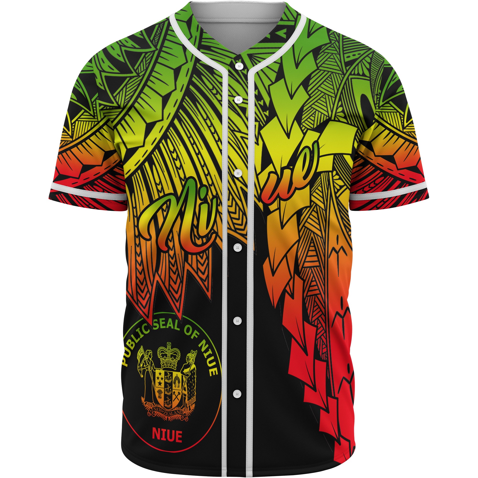 Niue Polynesian Baseball Shirt - Tribal Wave Tattoo Reggae Unisex Reggae - Polynesian Pride