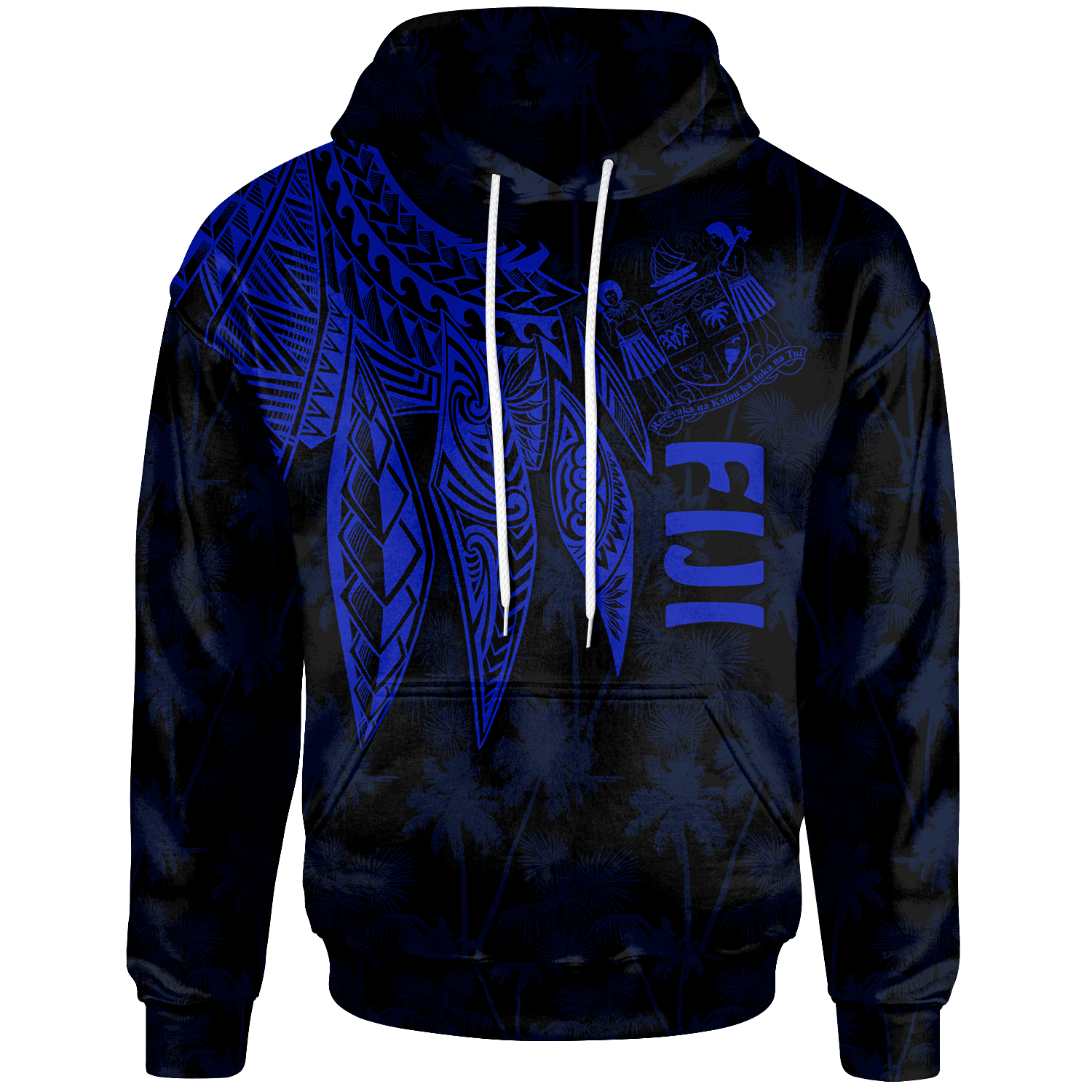 Fiji Hoodie Polynesian Wings (Blue) Unisex Blue - Polynesian Pride