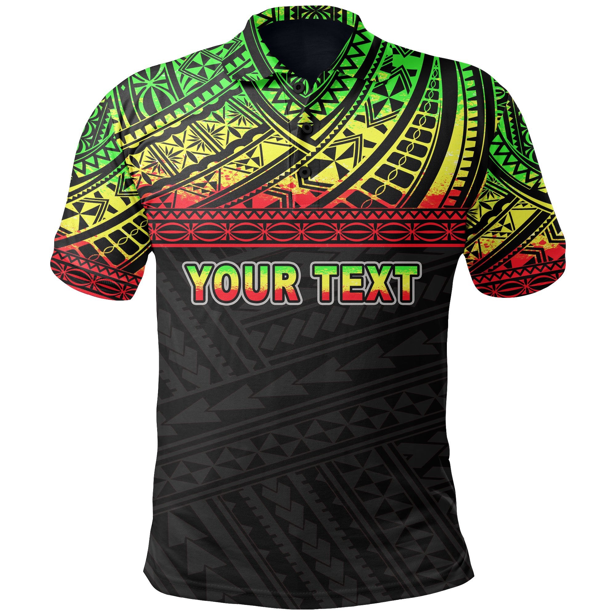 Poly Custom Polo Shirt Polynesian Reggae Version Unisex Black - Polynesian Pride