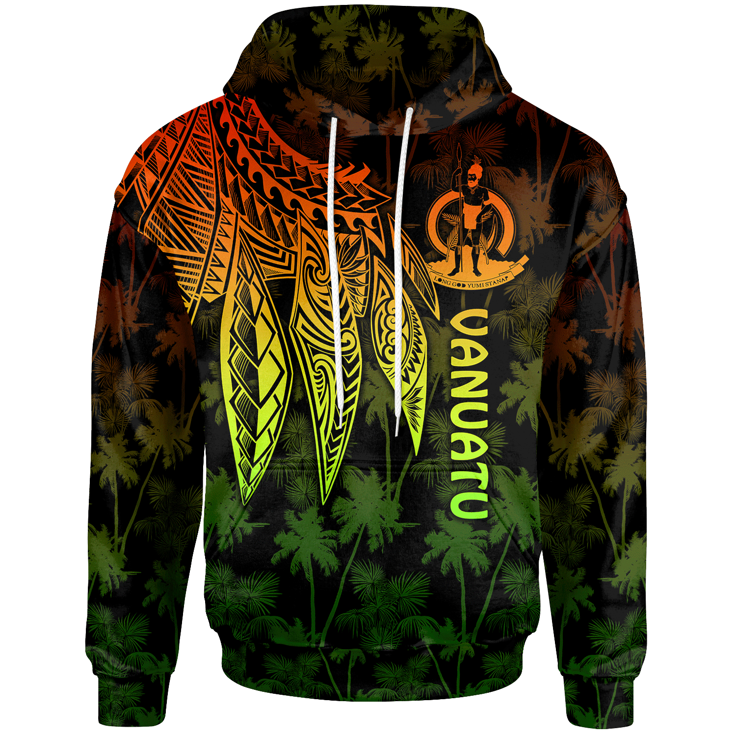 Vanuatu Hoodie Polynesian Wings (Reggae) Unisex Reggae - Polynesian Pride