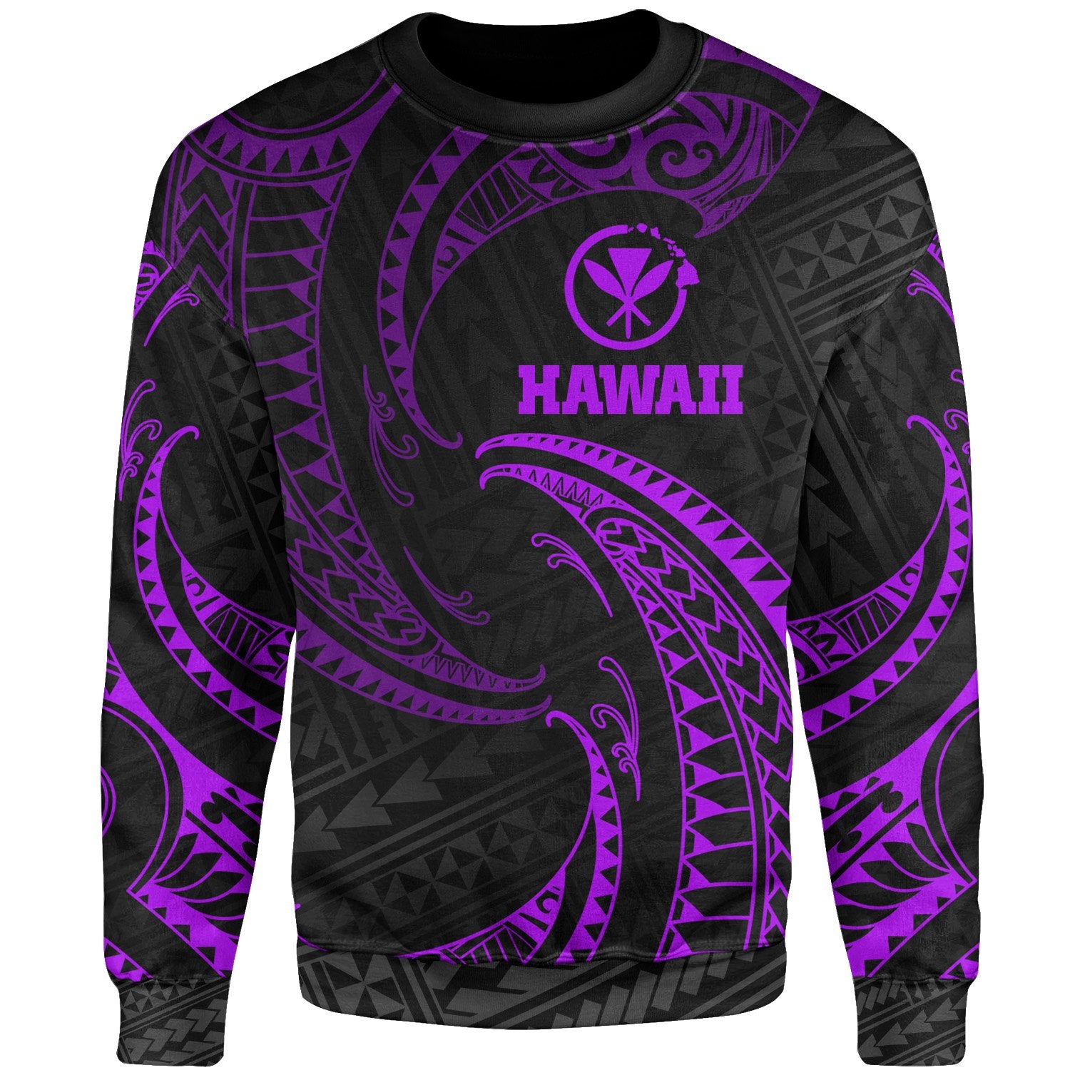 Hawaii Polynesian Sweater - Purple Tribal Wave Unisex Purple - Polynesian Pride