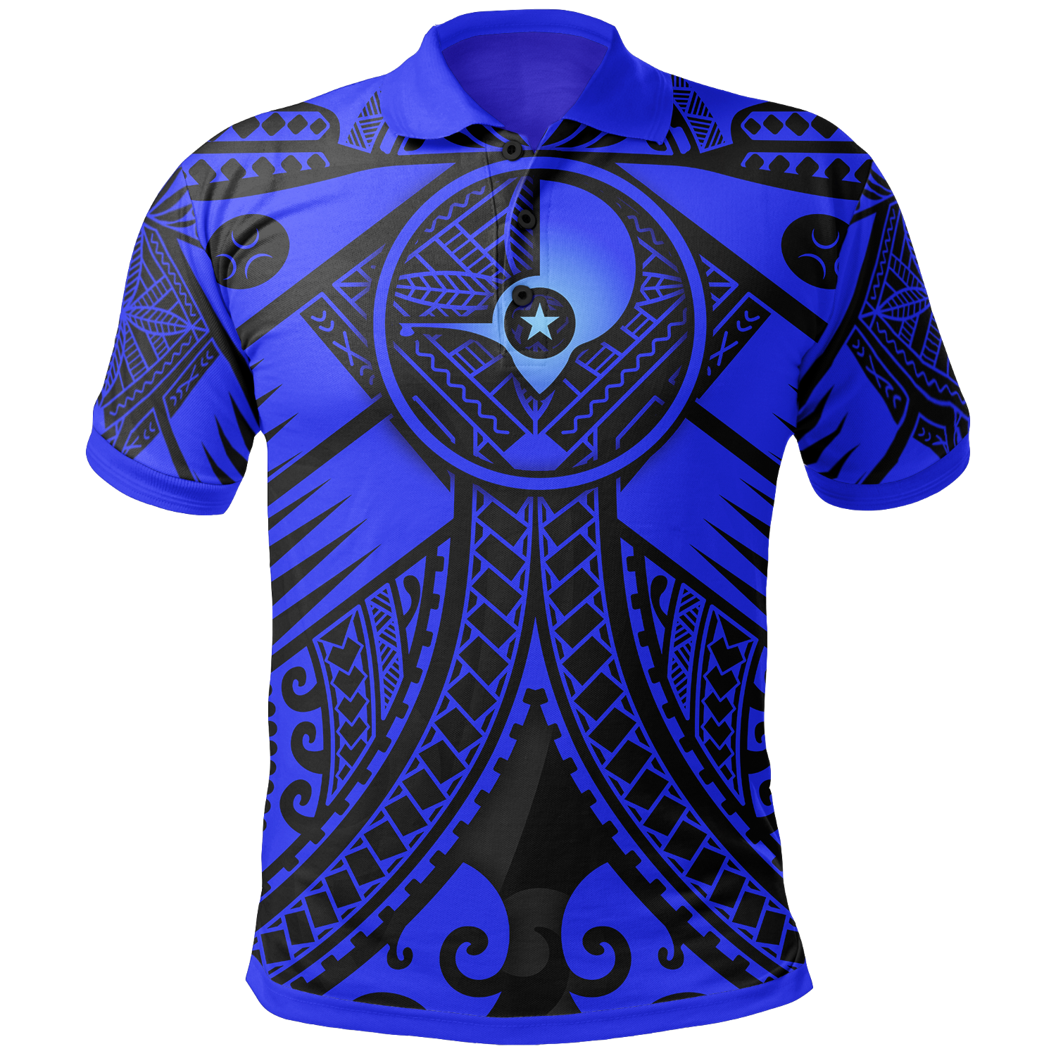 YAP Polo Shirt Blue Seal with Polynesian Tattoo Unisex Blue - Polynesian Pride