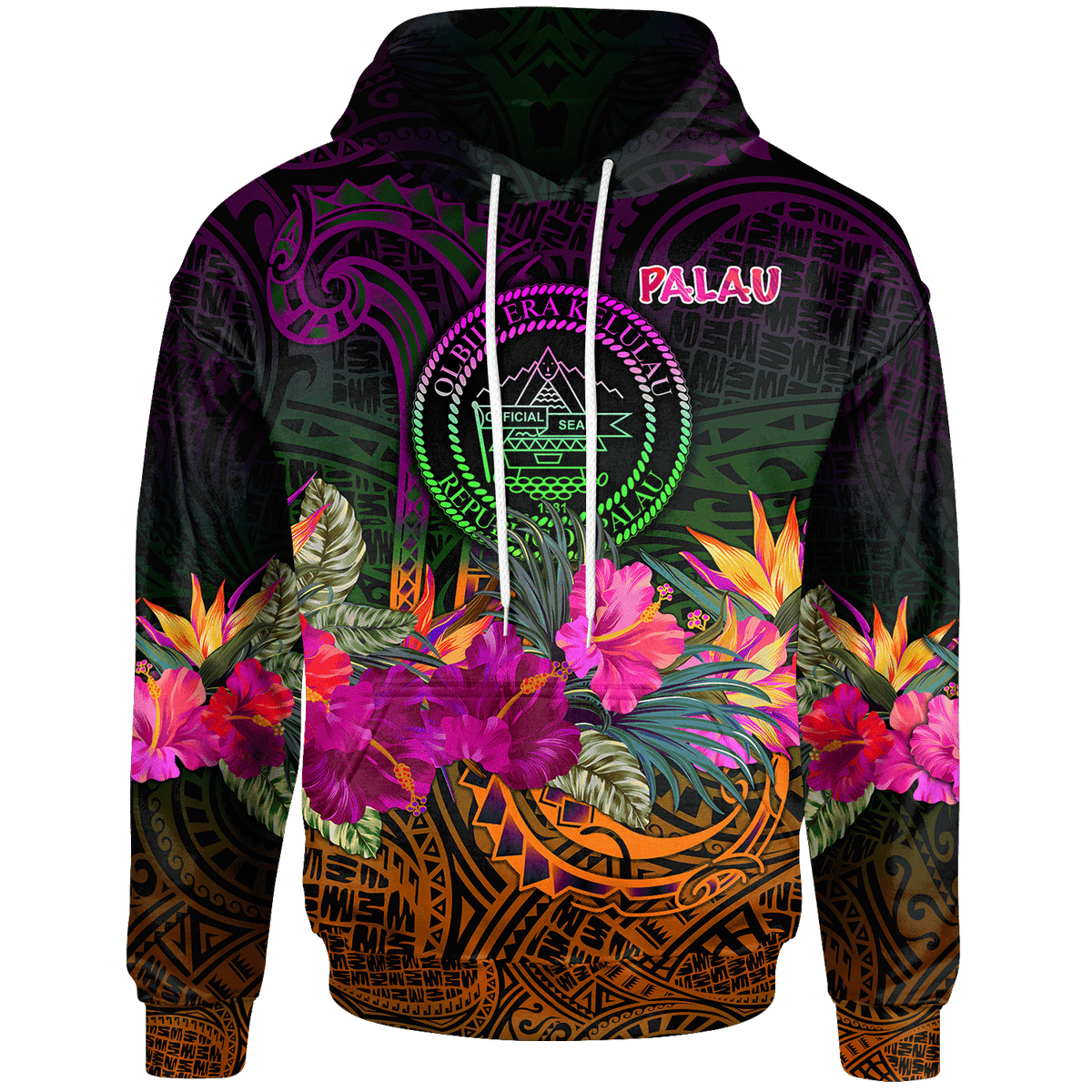 Palau Hoodie Summer Hibiscus Unisex Reggae - Polynesian Pride