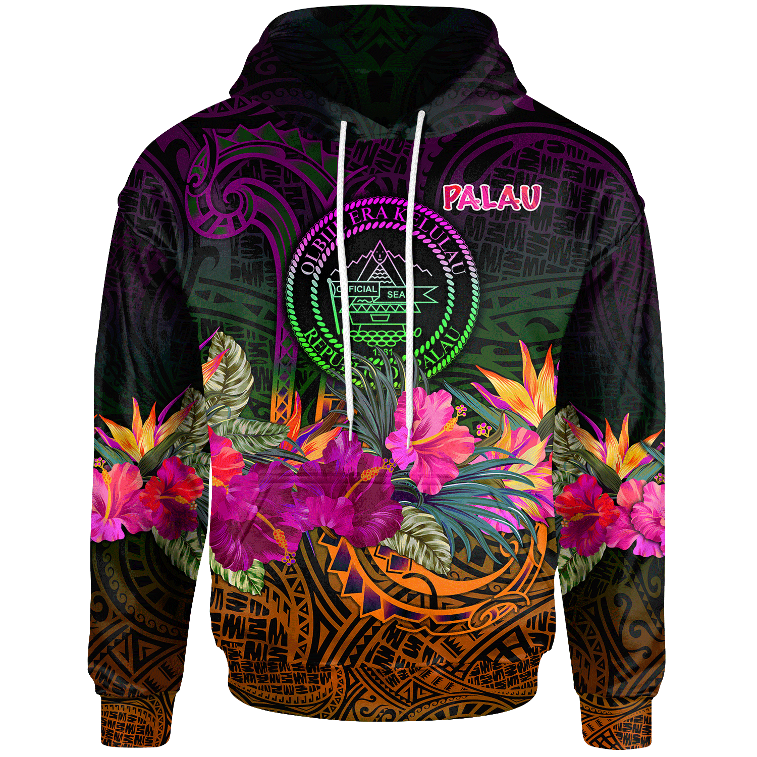 Palau Hoodie Summer Hibiscus Unisex Reggae - Polynesian Pride