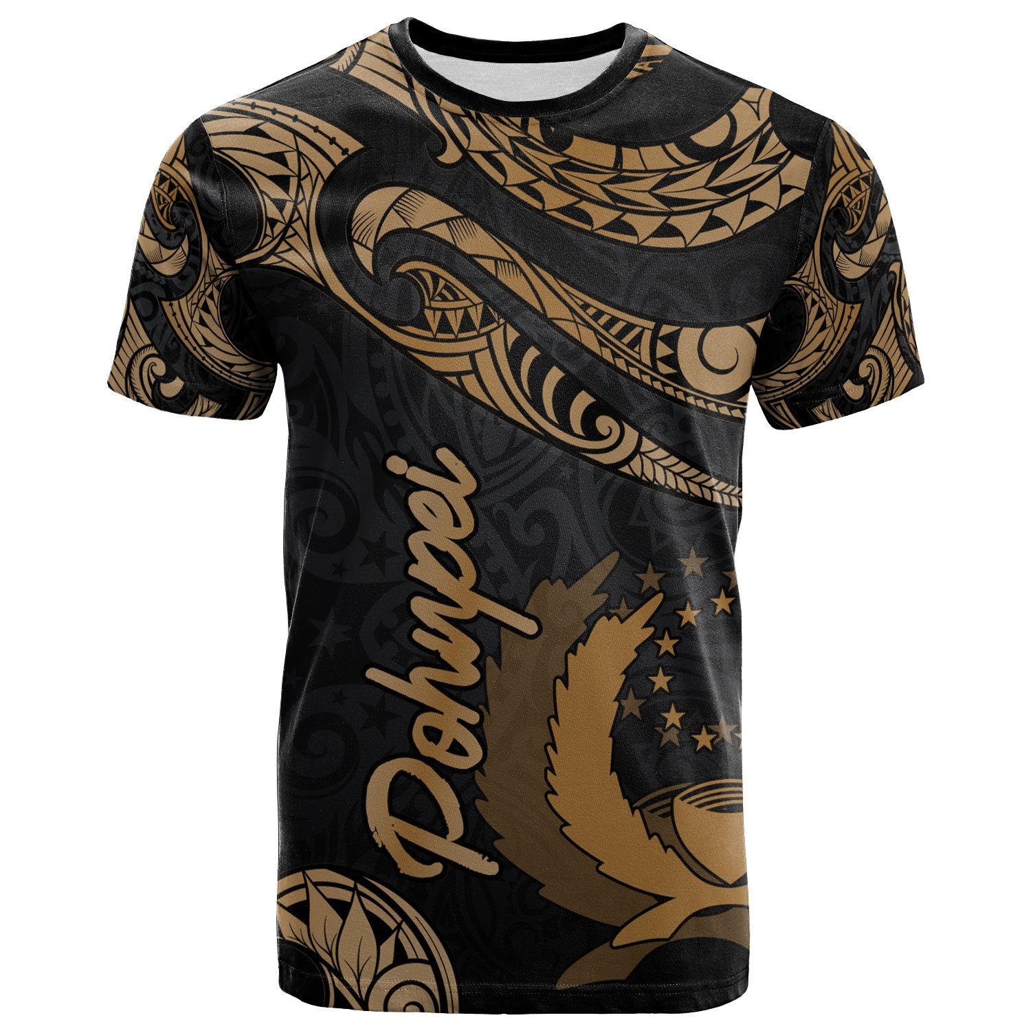 Pohnpei Micronesia T Shirt Poly Tattoo Gold Version Unisex Art - Polynesian Pride