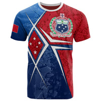Samoa T Shirt Samoan Flag with Polynesian Patterns Unisex Blue - Polynesian Pride