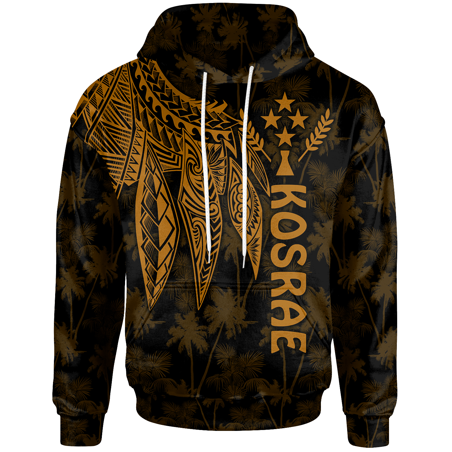 Kosrae Hoodie Polynesian Wings (Golden) Unisex Golden - Polynesian Pride