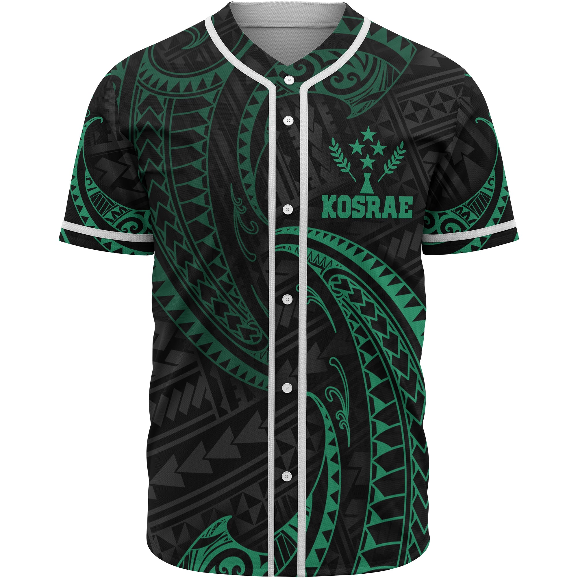 Kosrae Polynesian Baseball Shirt - Green Tribal Wave Unisex Green - Polynesian Pride