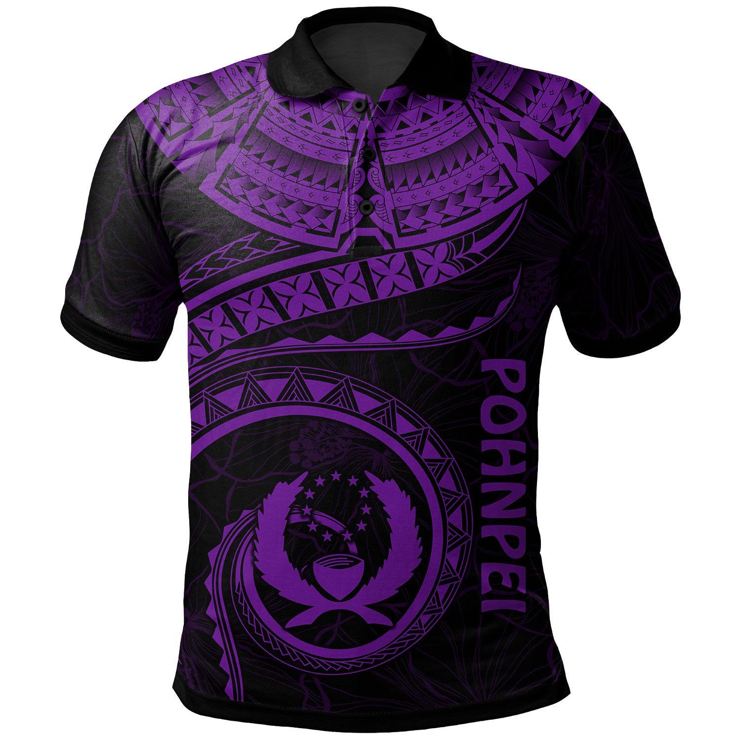 Pohnpei Polynesian Polo Micronesian Waves (Purple) Unisex Purple - Polynesian Pride