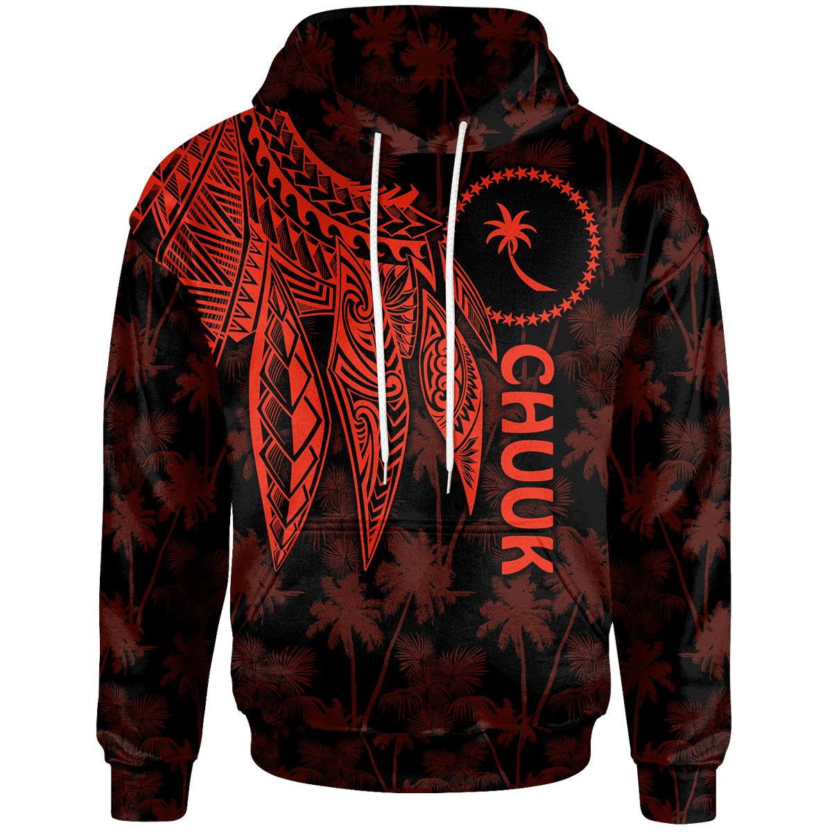 Chuuk Hoodie Polynesian Wings (Red) Unisex Red - Polynesian Pride
