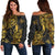 Yap State Women's Off Shoulder Sweaters - Abstract Style Black - Polynesian Pride