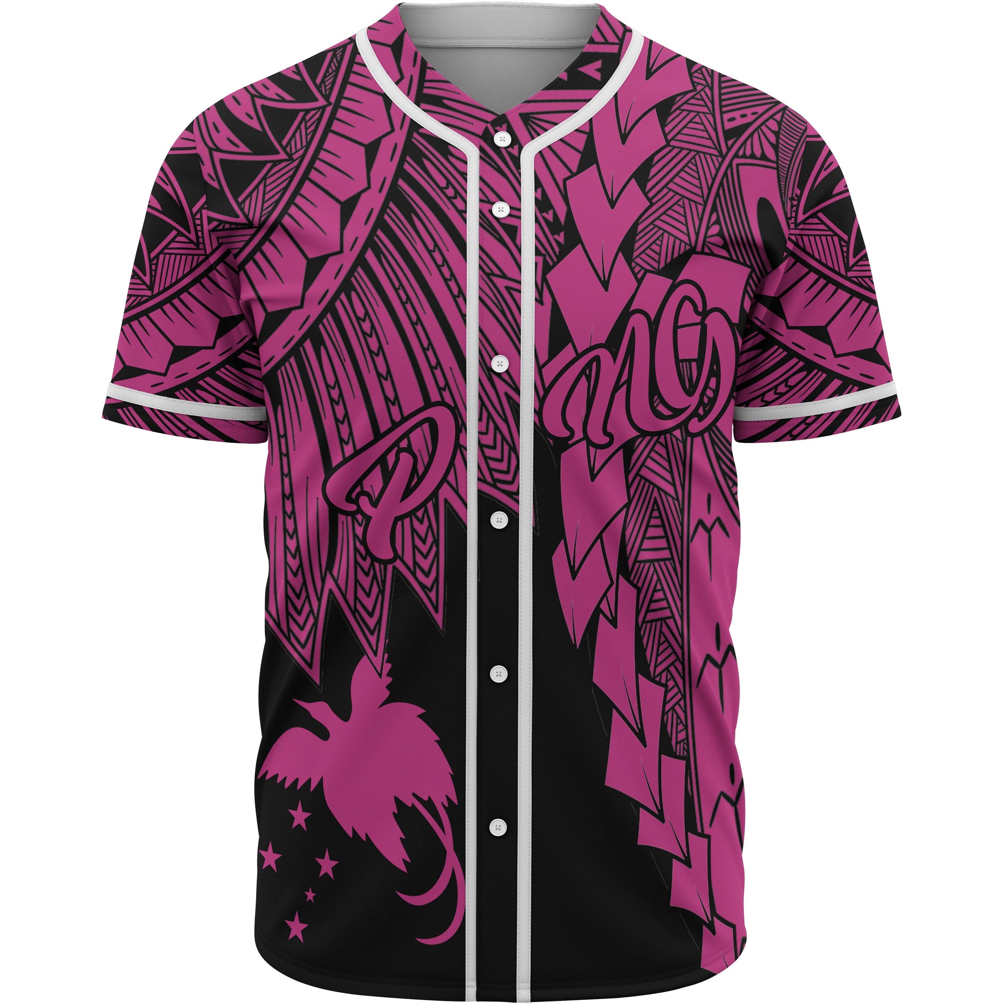 Papua New Guinea Polynesian Baseball Shirt - Tribal Wave Tattoo Pink Unisex Pink - Polynesian Pride