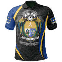 Nauru Polo Shirt Nauru Flag Coat Of Arms (Original) Unisex Black - Polynesian Pride