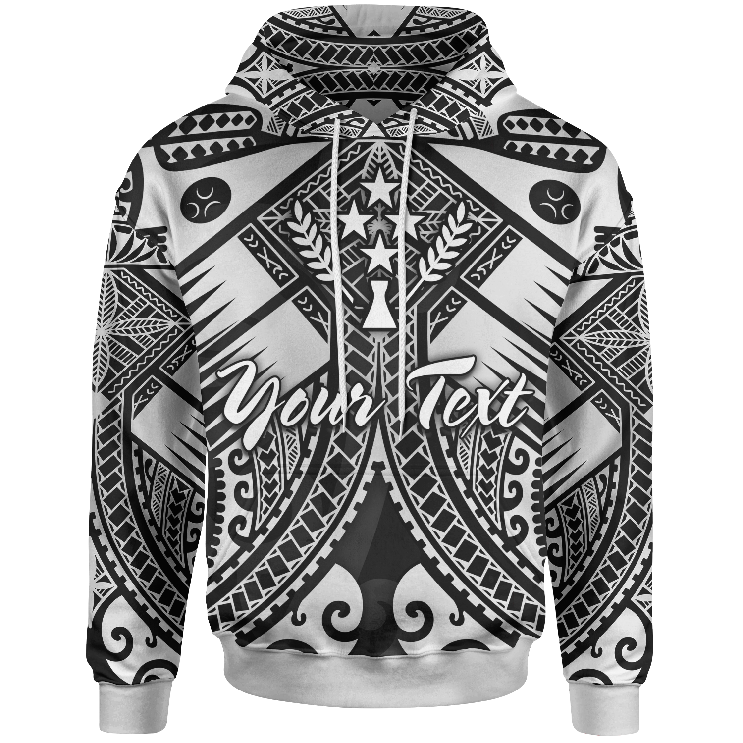 Kosrae Custom Hoodie White Seal with Polynesian Tattoo Unisex White - Polynesian Pride