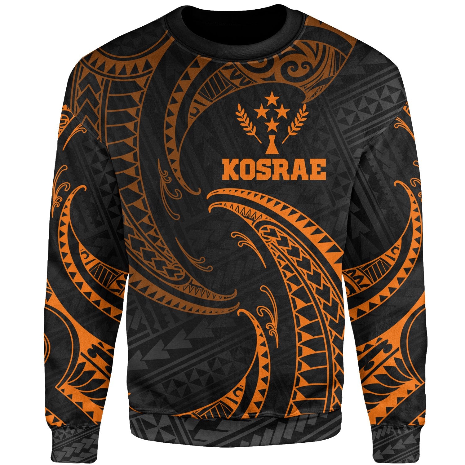 Kosrae Polynesian Sweater - Orange Tribal Wave Unisex Orange - Polynesian Pride