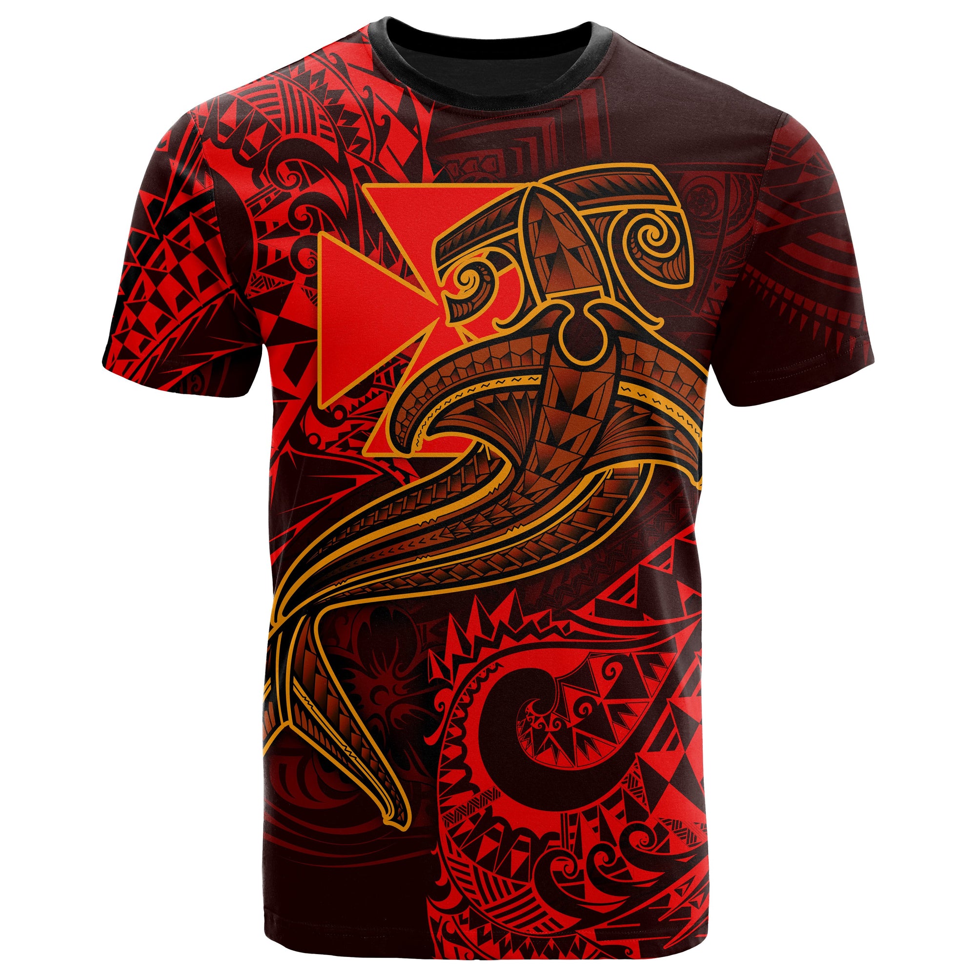 Polynesian Wallis and Futuna T shirt Red Shark Polynesian Tattoo Unisex Red - Polynesian Pride