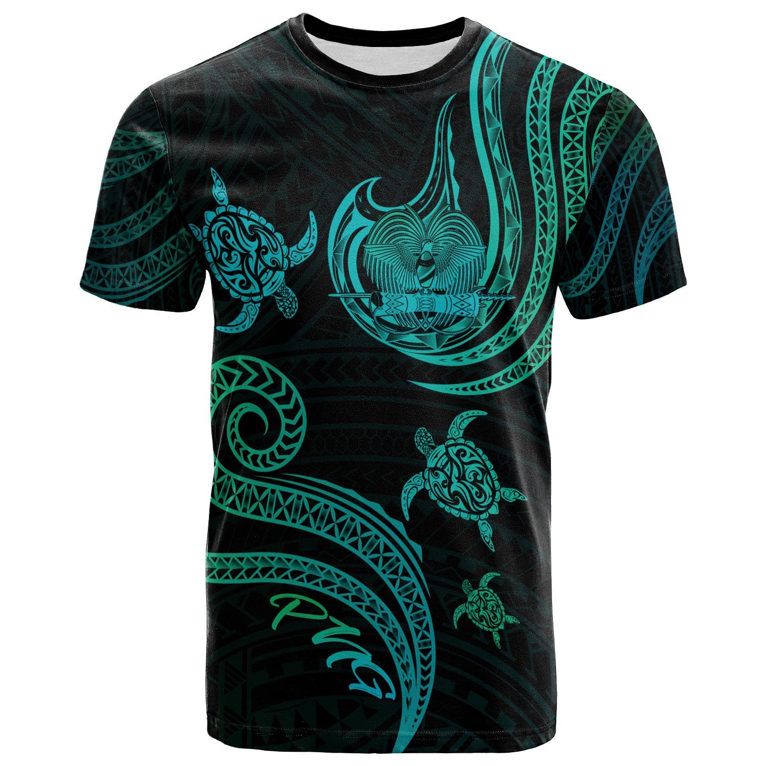 Papua New Guinea T Shirt Polynesian Turtle With Pattern Unisex Art - Polynesian Pride