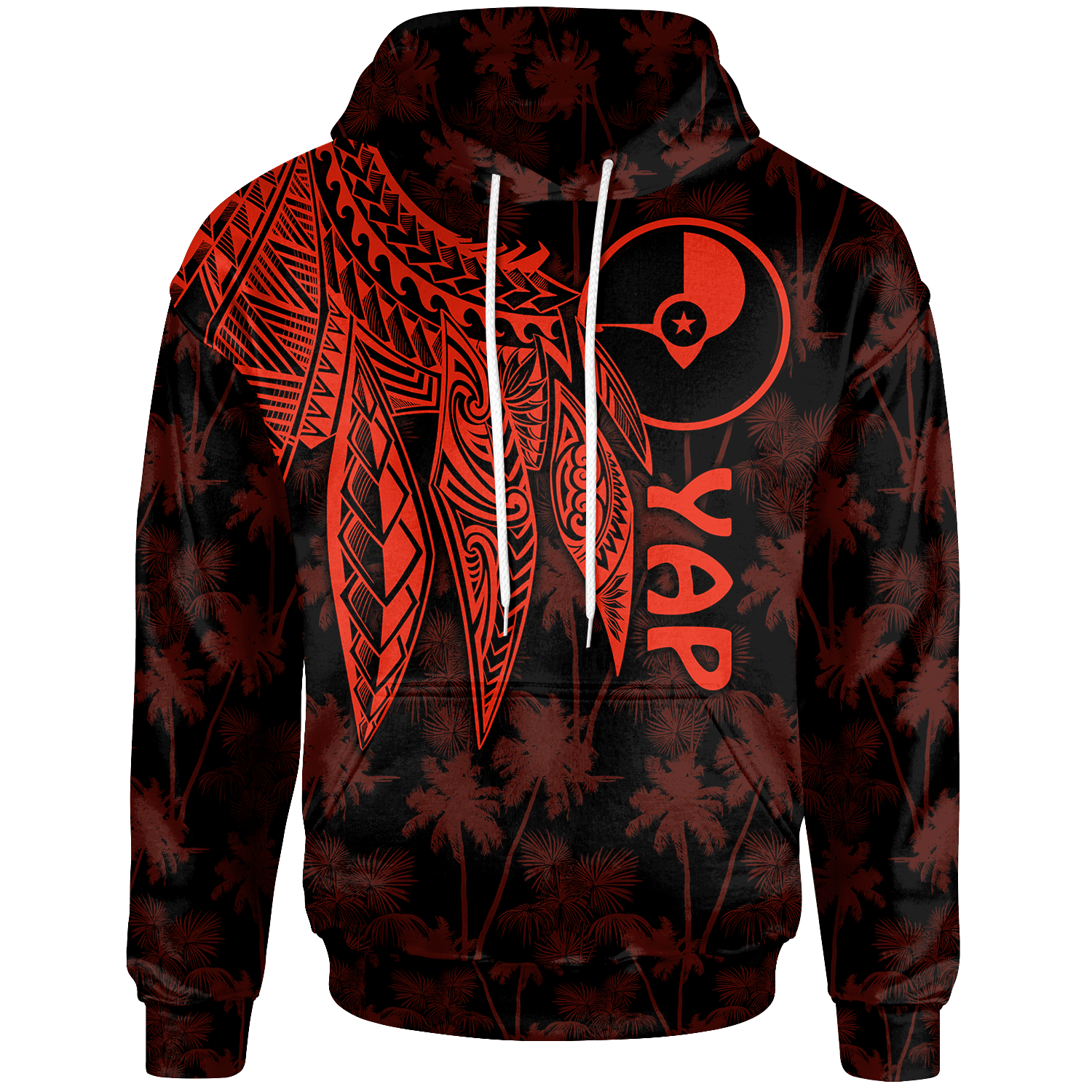 Yap Hoodie Polynesian Wings (Red) Unisex Red - Polynesian Pride