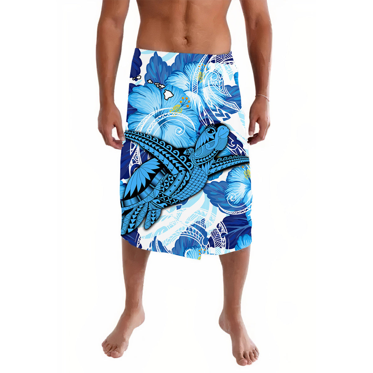 Hawaii Lavalava Blue Polynesian Turtle and Hibiscus LT13 Blue - Polynesian Pride