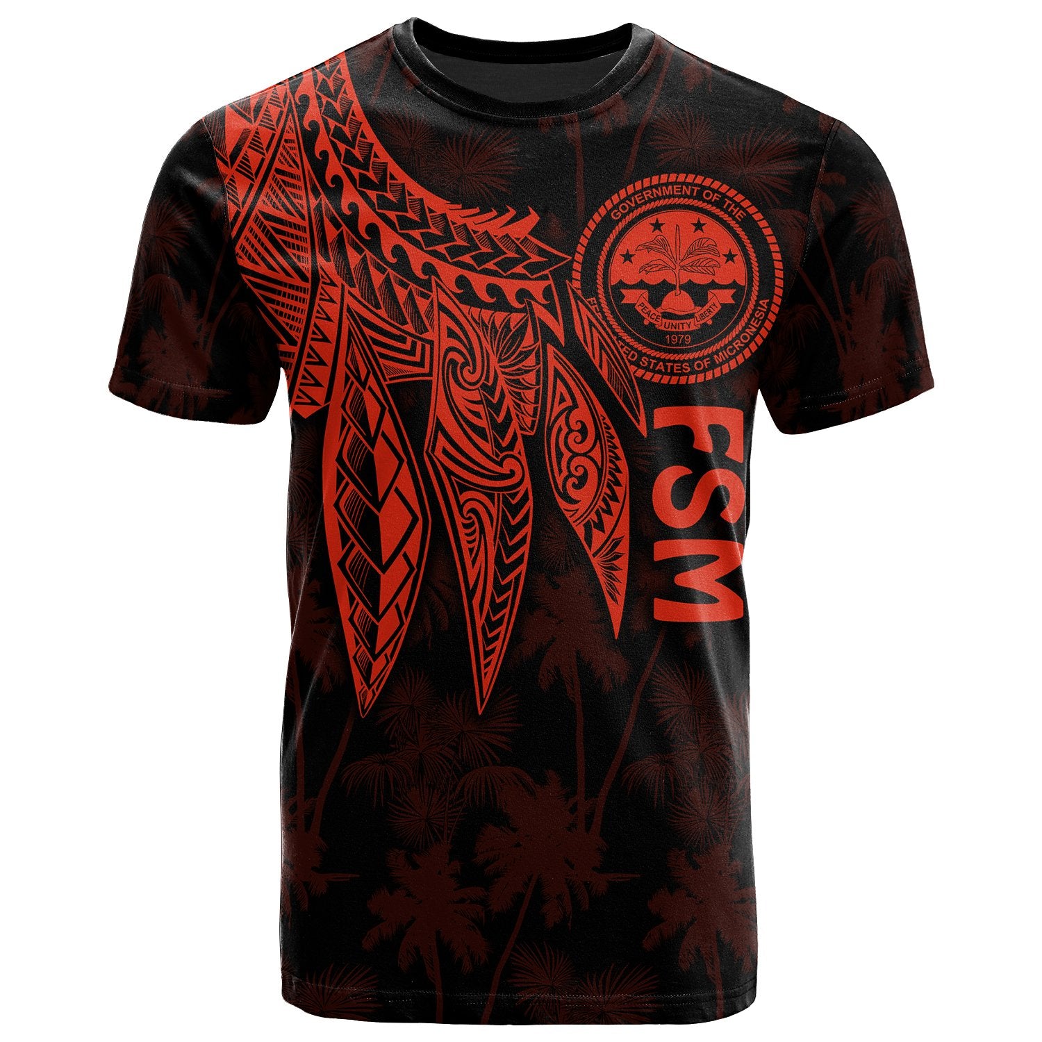 Federated States of Micronesia T Shirt Polynesian Wings (Red) Unisex Red - Polynesian Pride