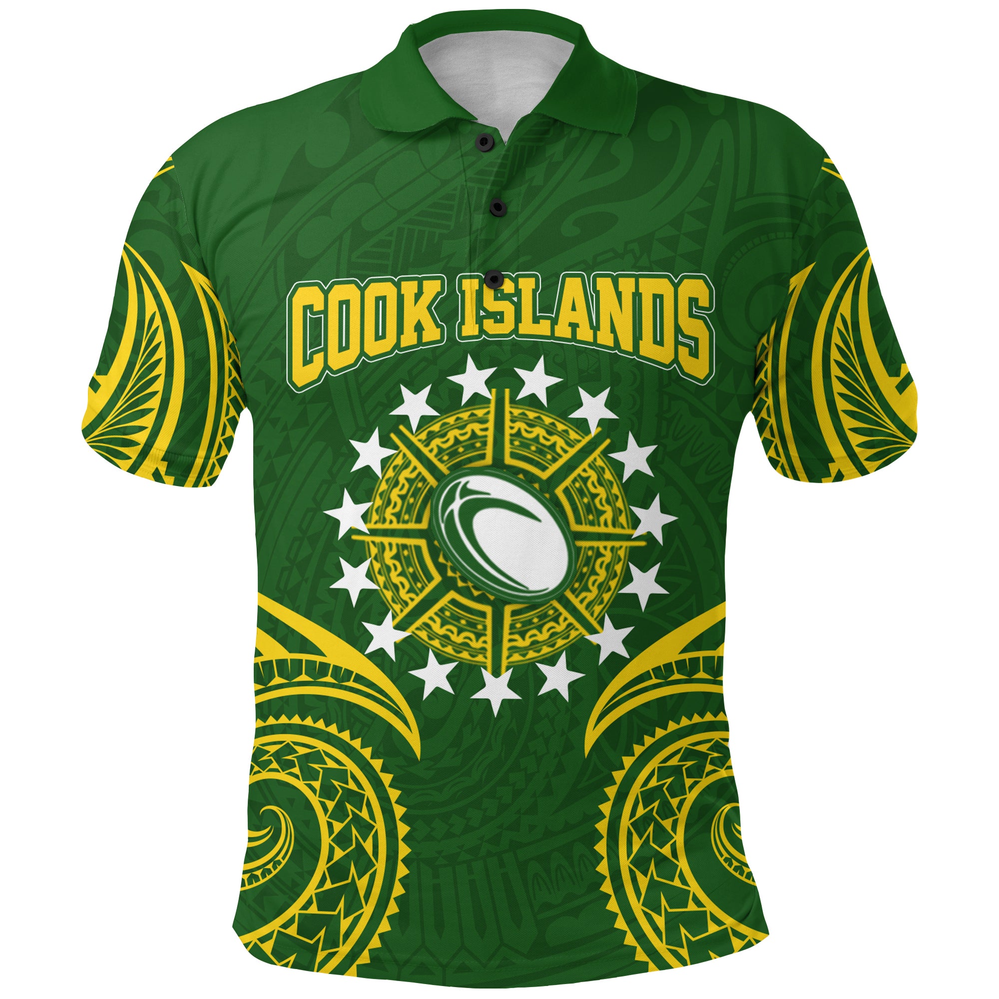 Cook Islands Rugby Polo Shirt Tribal Pattern LT12 Unisex Blue - Polynesian Pride