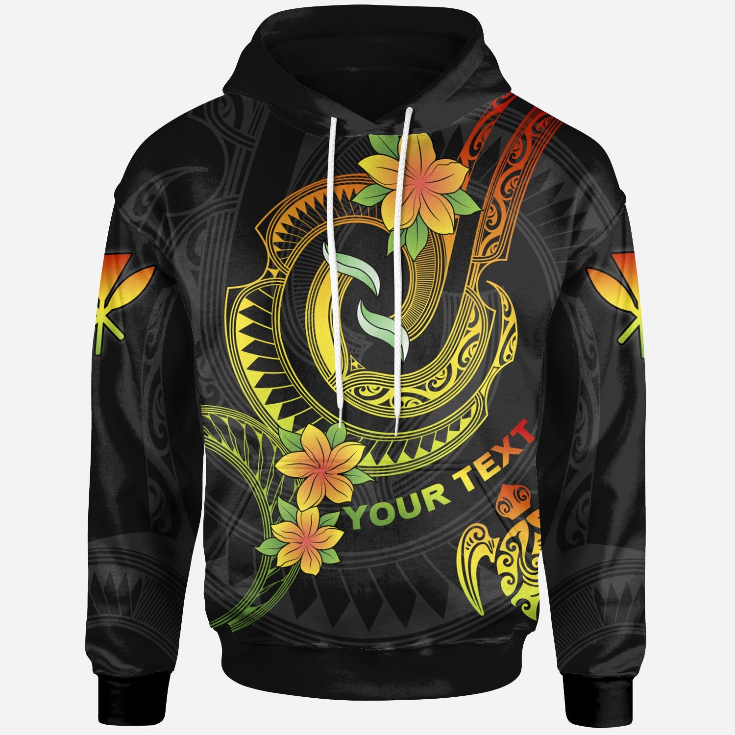 Hawaii Custom Hoodie Reggae Plumeria Flowers with Spiral Patterns Unisex Reggae - Polynesian Pride