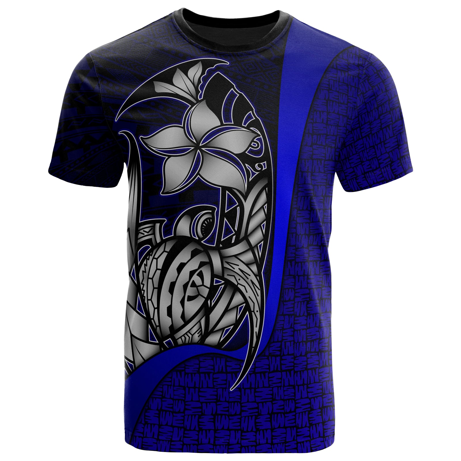 Polynesian T Shirt Blue Turtle with Hook Unisex Blue - Polynesian Pride