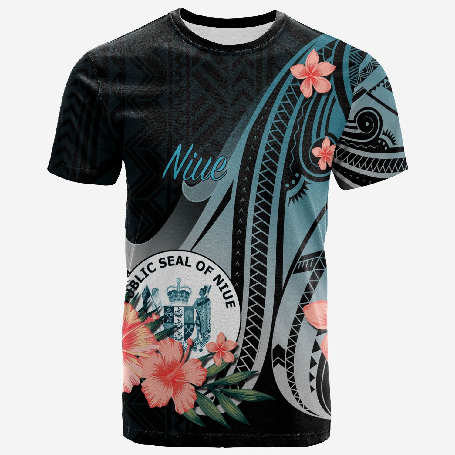 Niue T Shirt Turquoise Polynesian Hibiscus Pattern Style Unisex Art - Polynesian Pride