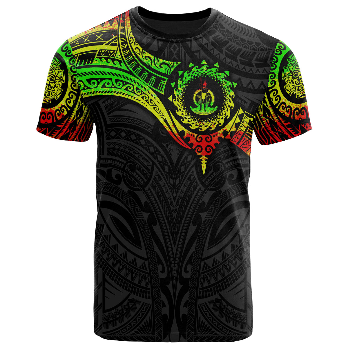 Vanuatu Polynesian T Shirt Full Color Heart Shield - Polynesian Pride