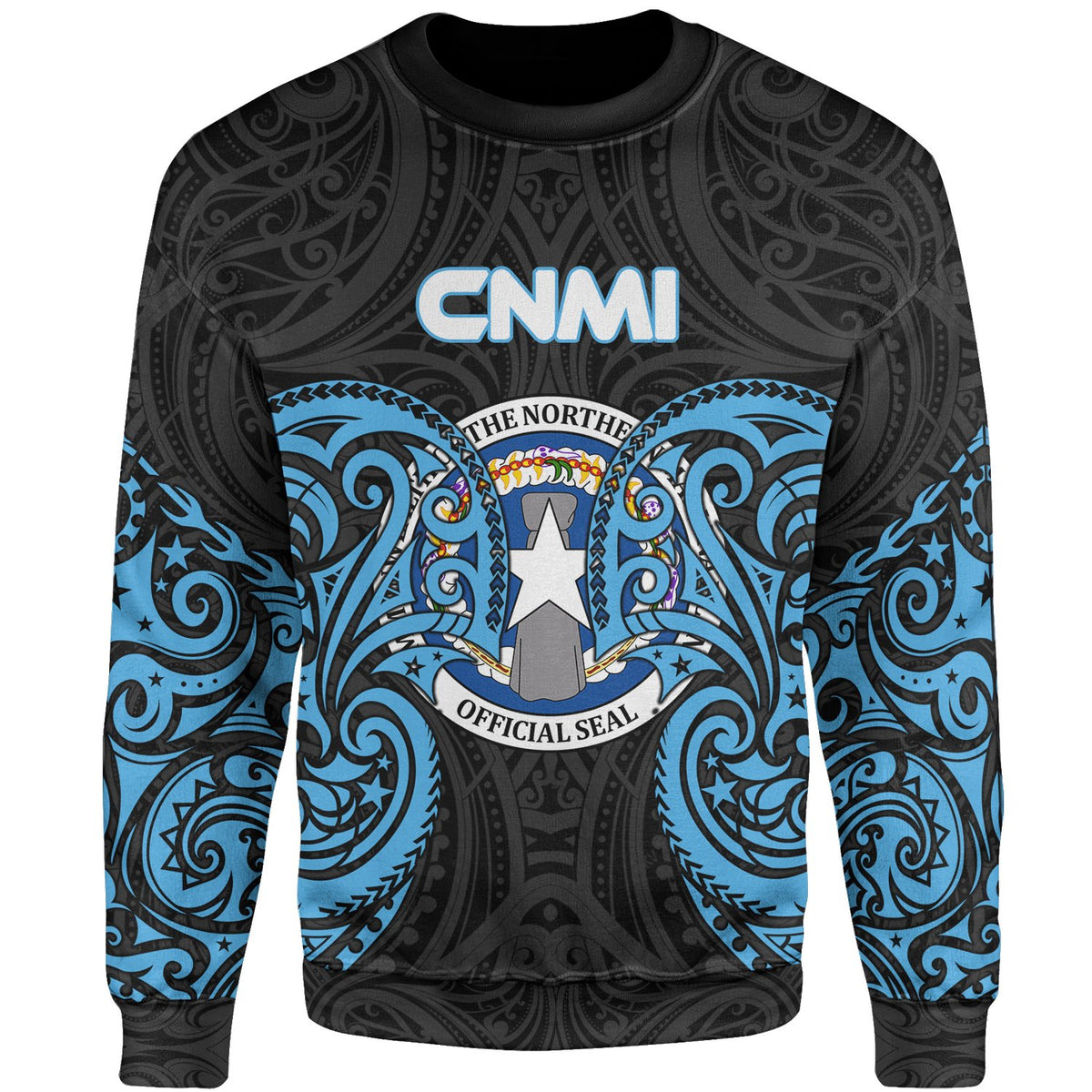 Northern Mariana Islands Polynesian Sweater - Spirit Style Blue Unisex Blue - Polynesian Pride