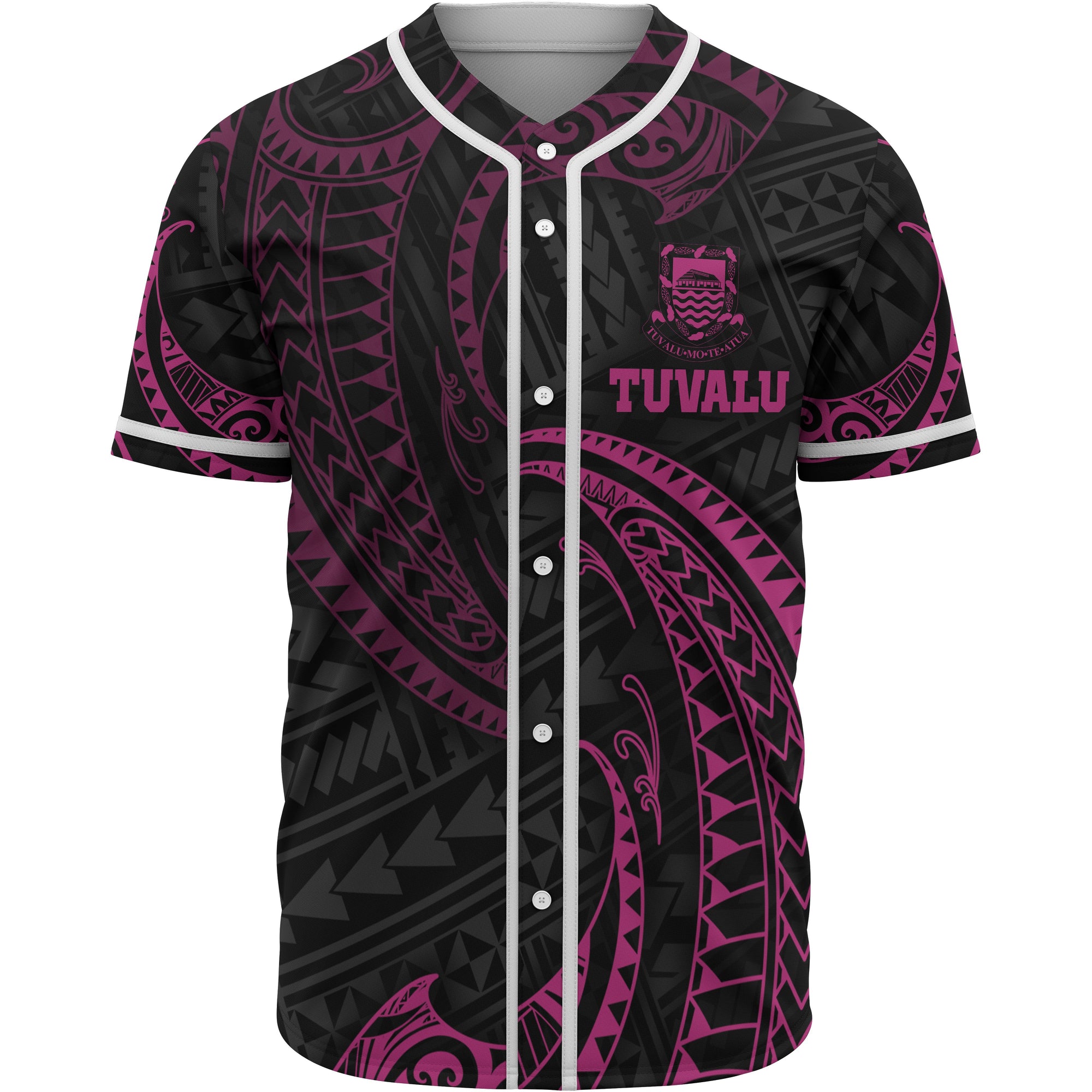 Tuvalu Polynesian Baseball Shirt - Pink Tribal Wave Unisex Pink - Polynesian Pride