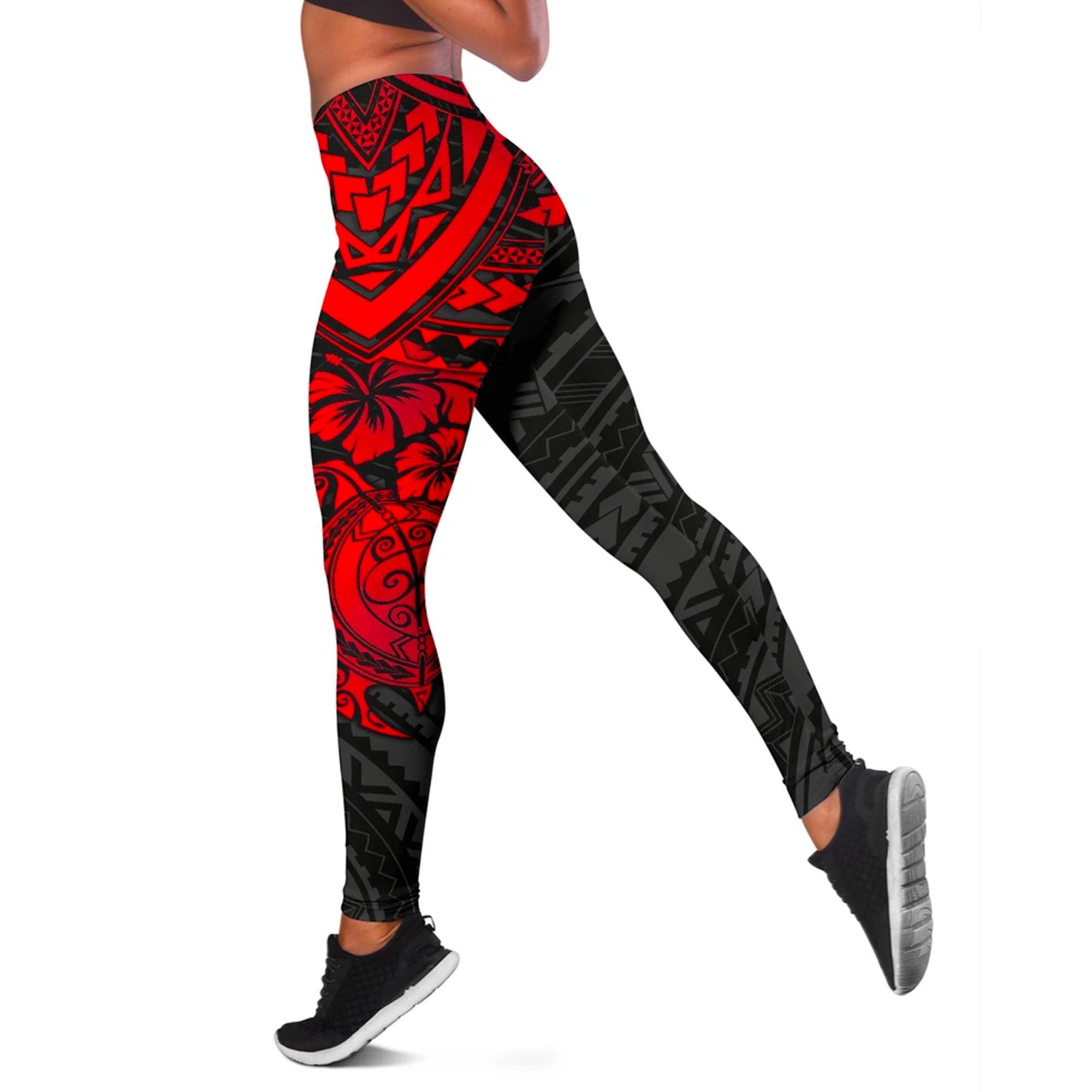 Marshall Islands Polynesian Leggings (Women) - Red Turtle Red - Polynesian Pride