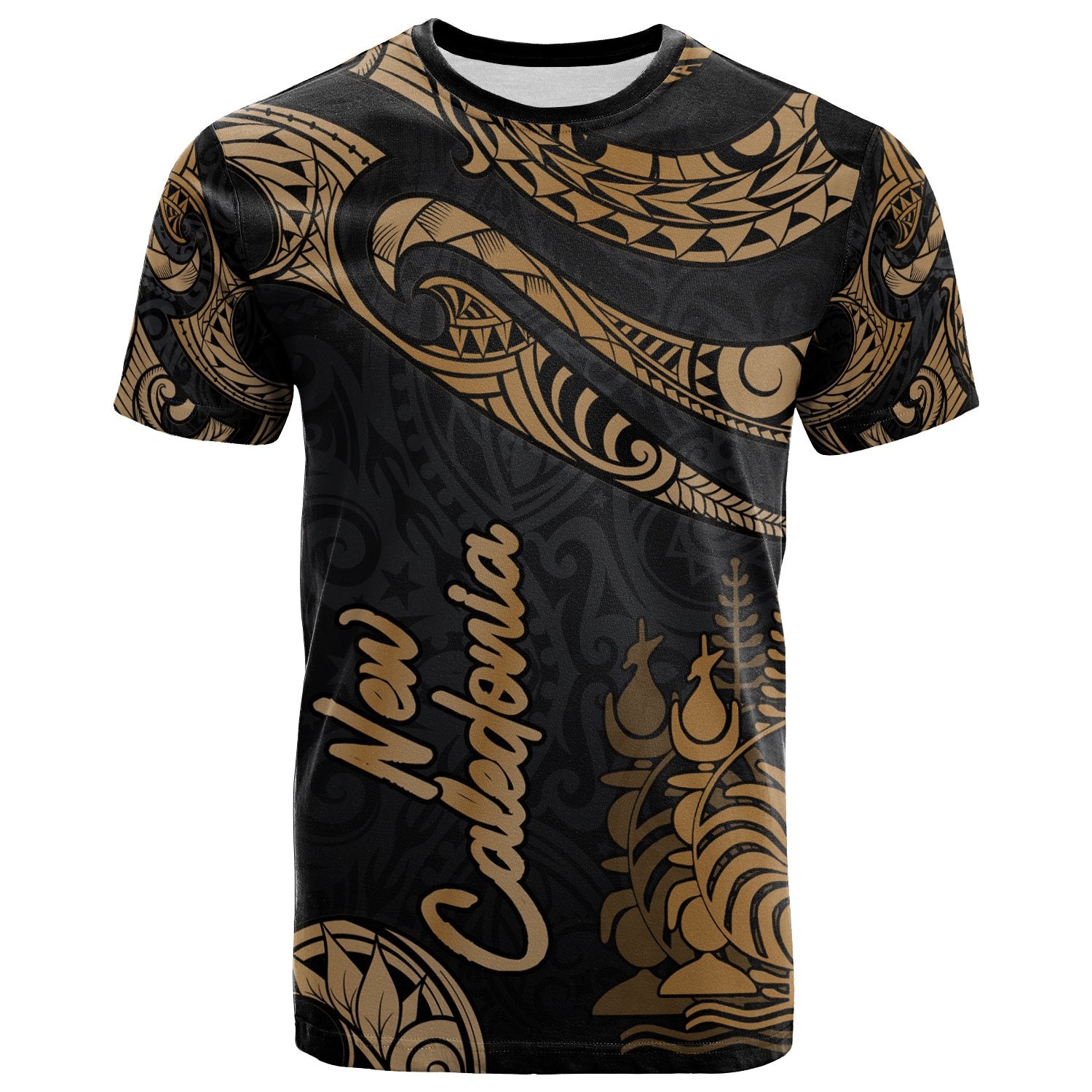 New Caledonia Polynesian T Shirt Poly Tattoo Gold Version Unisex Art - Polynesian Pride