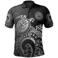 American Samoa Polo Shirt Amerika Samoa Seal Silver Turtle Tattoo Unisex Silver - Polynesian Pride