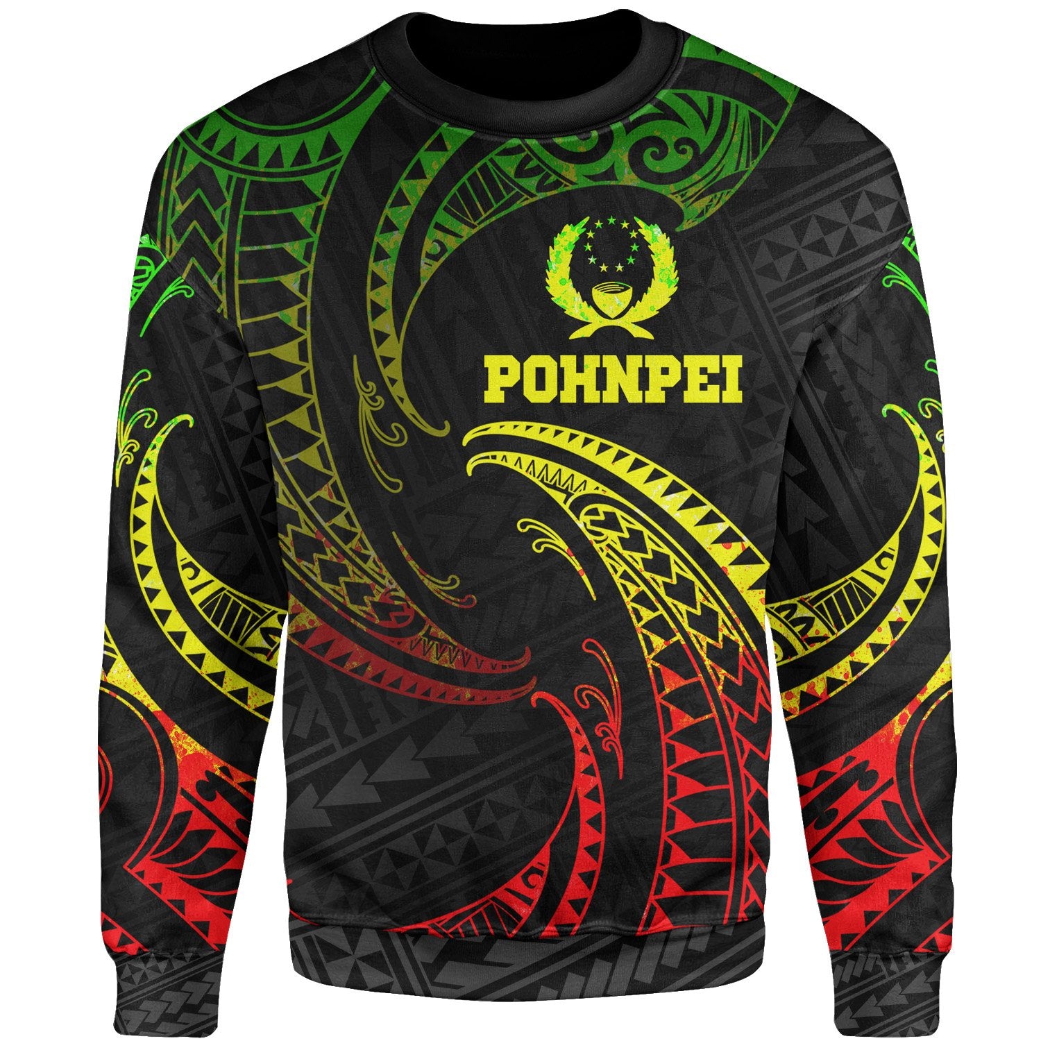 Pohnpei Polynesian Sweater - Reggae Tribal Wave Unisex Reggae - Polynesian Pride